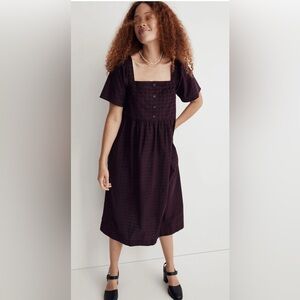 Corduroy Square neck puff sleeve dress